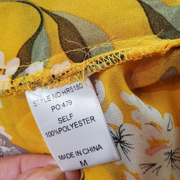 Blu Heaven Yellow Green Floral Long Flowy Kimono Medium - Picture 11 of 12